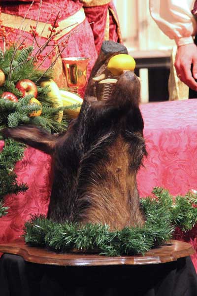 The music was excelent, the performance was like I was actualy in England 500 years ago, and the food that was actualy served at this performance was scrumptious beyond description, BUT this particular "Christmas" decoration, IMHO, should only come out in October.